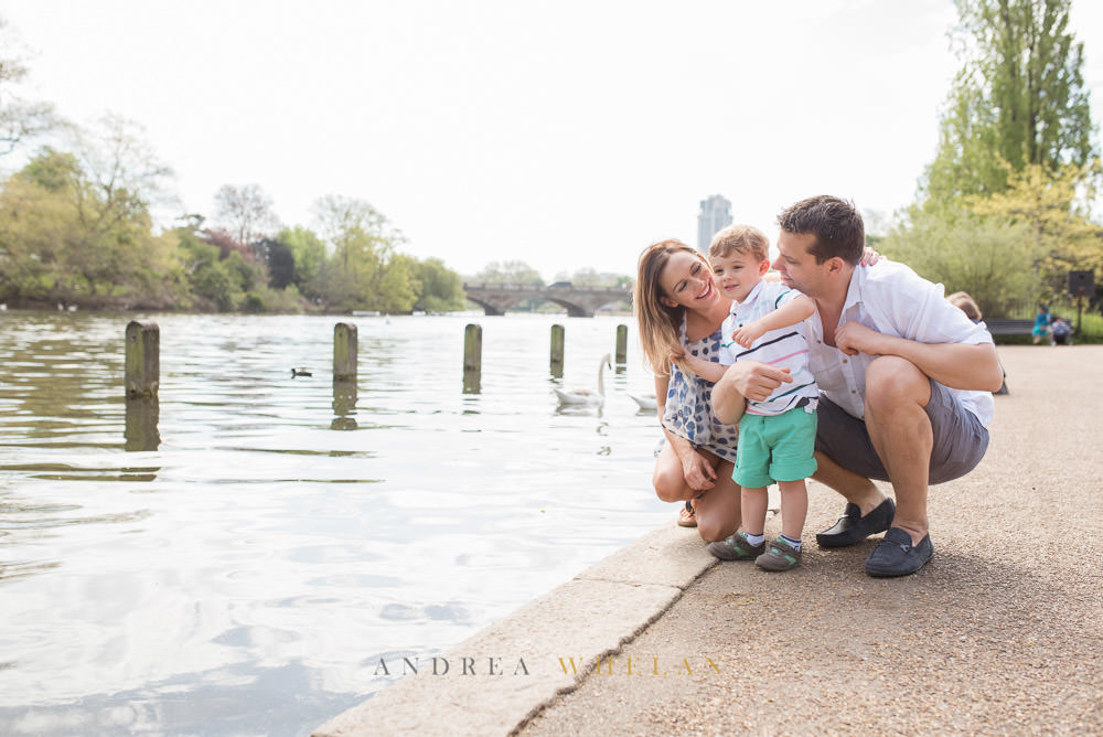 Family looking over the serpentine  Hyde Park